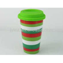 double wall travel mug with silicone